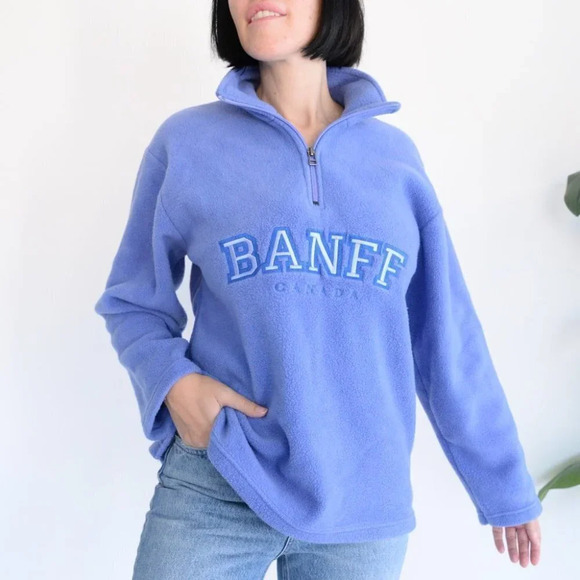 Attractions Blue Fleece Pullover Half Zip Banff Sweater Size SP - Picture 3 of 12